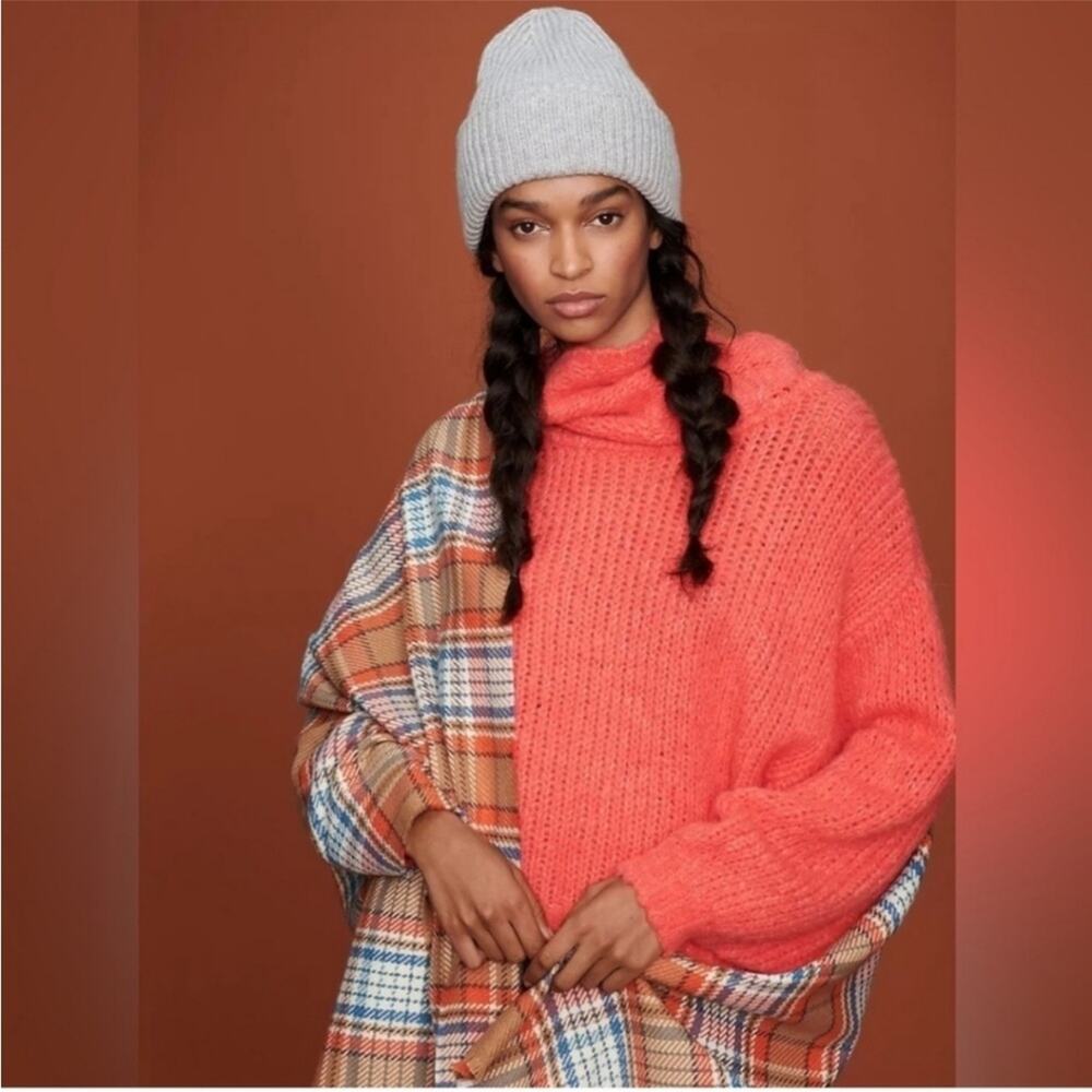 Anthropologie Pilcro Zamora Coral Wool Alpaca Cowl Neck Oversized Sweater Medium